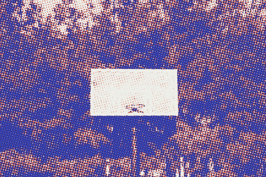 A basketball backboard in front of pine trees